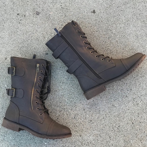 1 left! Nature Breeze Brown Military Combat Boot - Picture 2 of 7